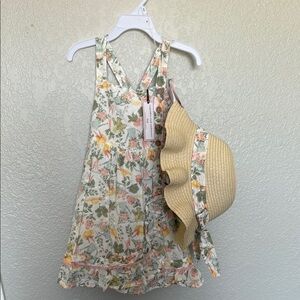 Floral Dress with Straw Hat